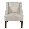 Distressed Cream and Gray Vintage Stencil Classic Swoop Arm Accent Chair by Homepop