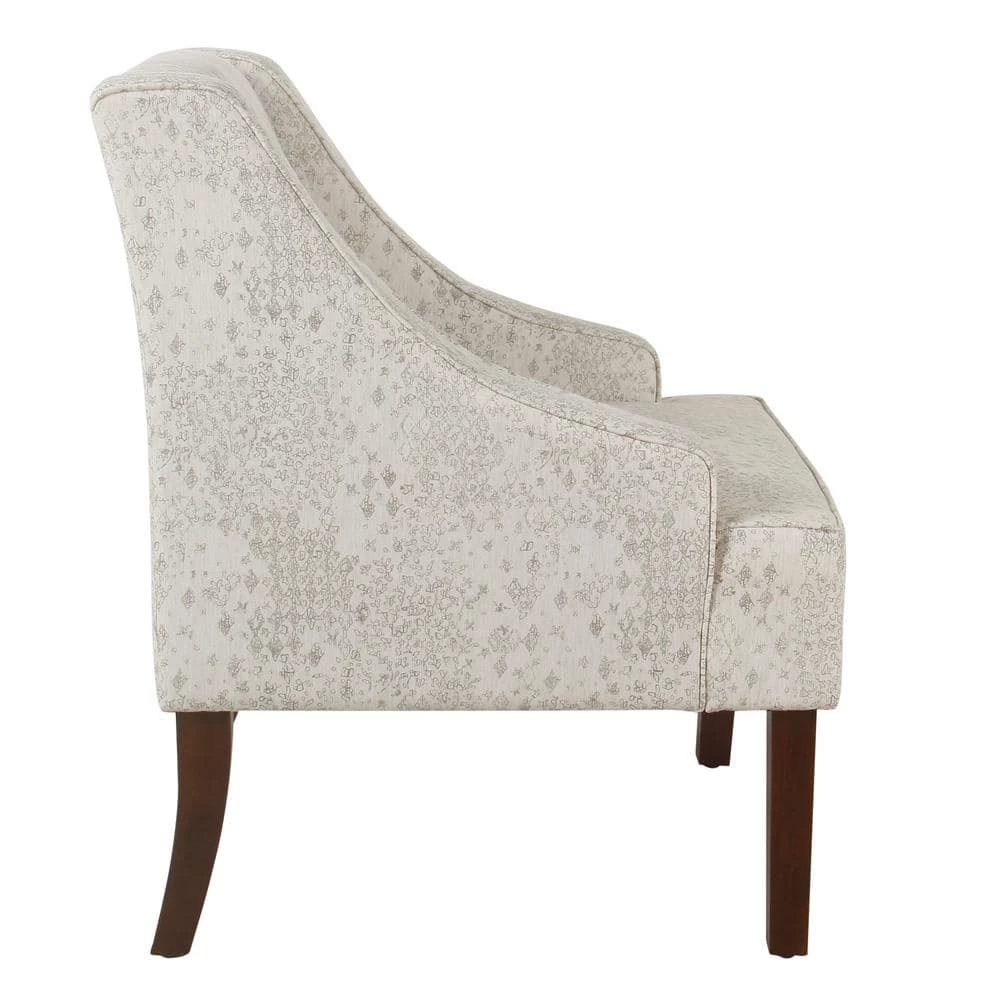Distressed Cream and Gray Vintage Stencil Classic Swoop Arm Accent Chair by Homepop 4 Distressed Cream and Gray Vintage Stencil Classic Swoop Arm Accent Chair by Homepop - Image 4
