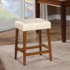 Faux Leather Square 24 in. Cream Bar Stool by Homepop 7 Faux Leather Square 24 in. Cream Bar Stool by Homepop -Homepop Sales cream faux leather homepop bar stools k4286 e848 31 1000