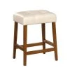 Faux Leather Square 24 in. Cream Bar Stool by Homepop