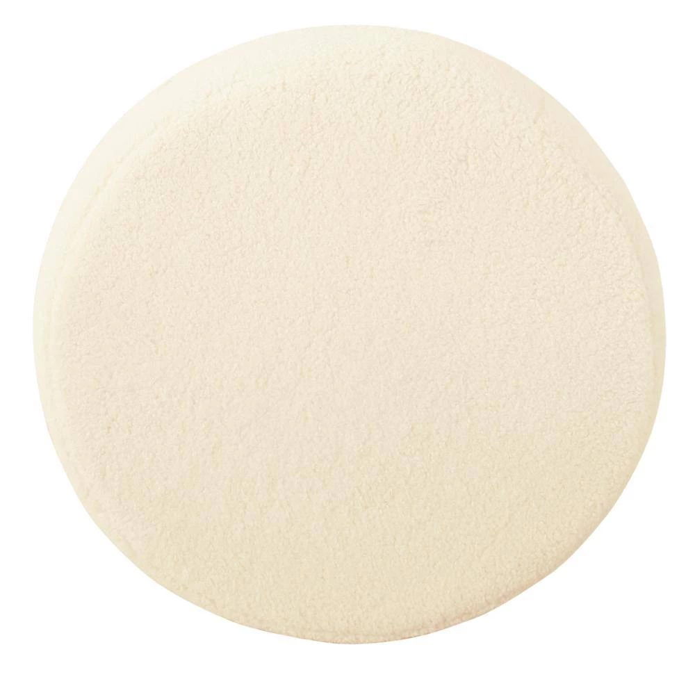 Cream Faux Sheepskin Metal Round Ottoman by Homepop 3 Cream Faux Sheepskin Metal Round Ottoman by Homepop - Image 3