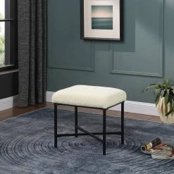 Cream Faux Sheepskin Square Metal Ottoman by Homepop 15 Cream Faux Sheepskin Square Metal Ottoman by Homepop -Homepop Sales cream faux sheepskin homepop ottomans k7225 b306 31 1000