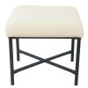 Cream Faux Sheepskin Square Metal Ottoman by Homepop