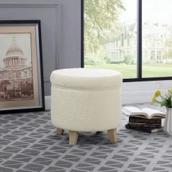 Cream Faux Sheepskin Round Storage Ottoman by Homepop 17 Cream Faux Sheepskin Round Storage Ottoman by Homepop -Homepop Sales cream faux sheepskin homepop ottomans k7490 b306 31 1000
