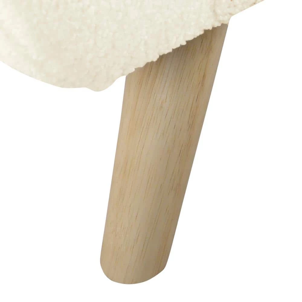 Cream Sherpa Storage Bench with Wood Legs 21 in. Height x 60 in. Width x 18 in. Depth by Homepop 8 Cream Sherpa Storage Bench with Wood Legs 21 in. Height x 60 in. Width x 18 in. Depth by Homepop - Image 8