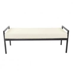 Cream Sherpa Bench with Metal Legs 18.9 in. Height x 49.5 in. Width x 17.25 in. Depth by Homepop
