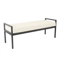 Cream Sherpa Bench with Metal Legs 18.9 in. Height x 49.5 in. Width x 17.25 in. Depth by Homepop 12 Cream Sherpa Bench with Metal Legs 18.9 in. Height x 49.5 in. Width x 17.25 in. Depth by Homepop -Homepop Sales cream sherpa homepop bedroom benches k8597 b306 c3 1000