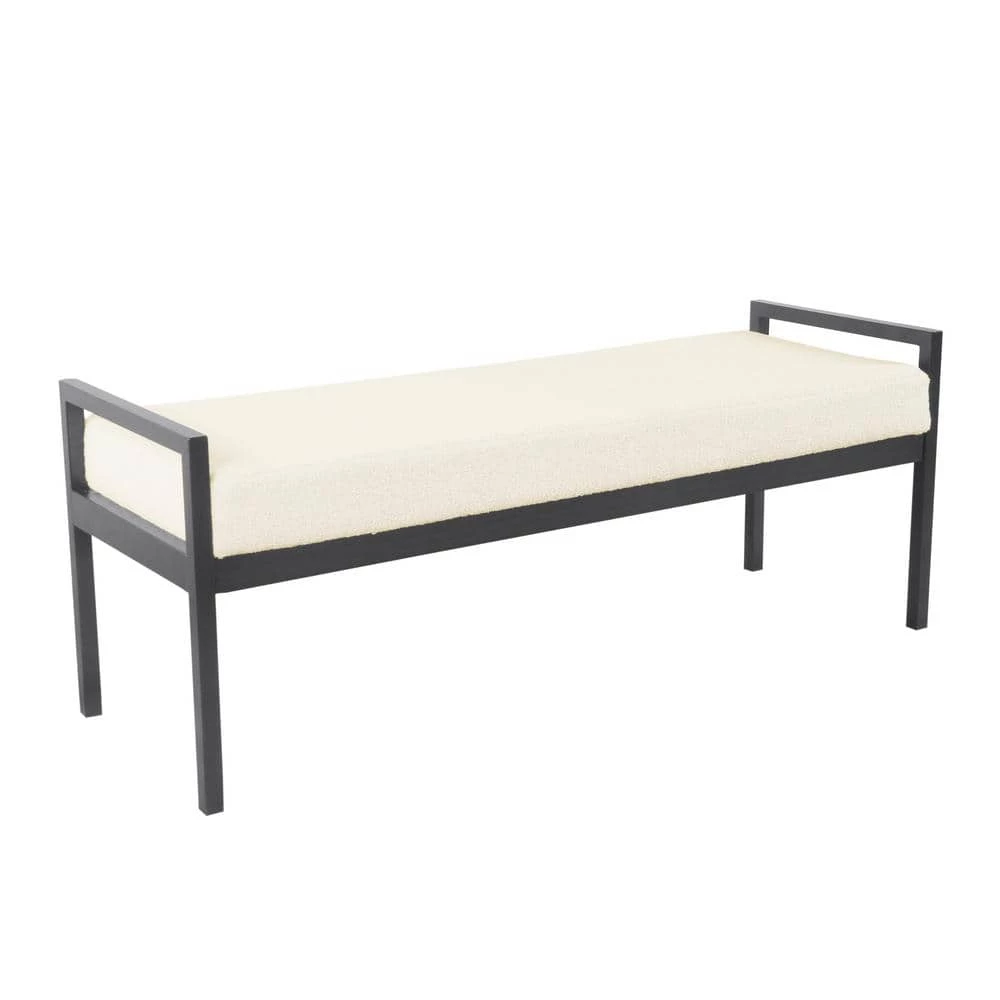 Cream Sherpa Bench with Metal Legs 18.9 in. Height x 49.5 in. Width x 17.25 in. Depth by Homepop 5 Cream Sherpa Bench with Metal Legs 18.9 in. Height x 49.5 in. Width x 17.25 in. Depth by Homepop - Image 5