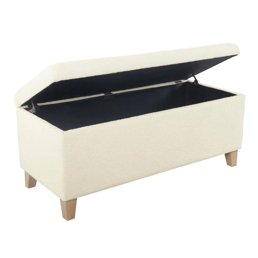 Cream Sherpa Storage Bench with Wood Legs 18 in. Height x 42 in. Width x 18 in. Depth by Homepop 7 Cream Sherpa Storage Bench with Wood Legs 18 in. Height x 42 in. Width x 18 in. Depth by Homepop - Image 7
