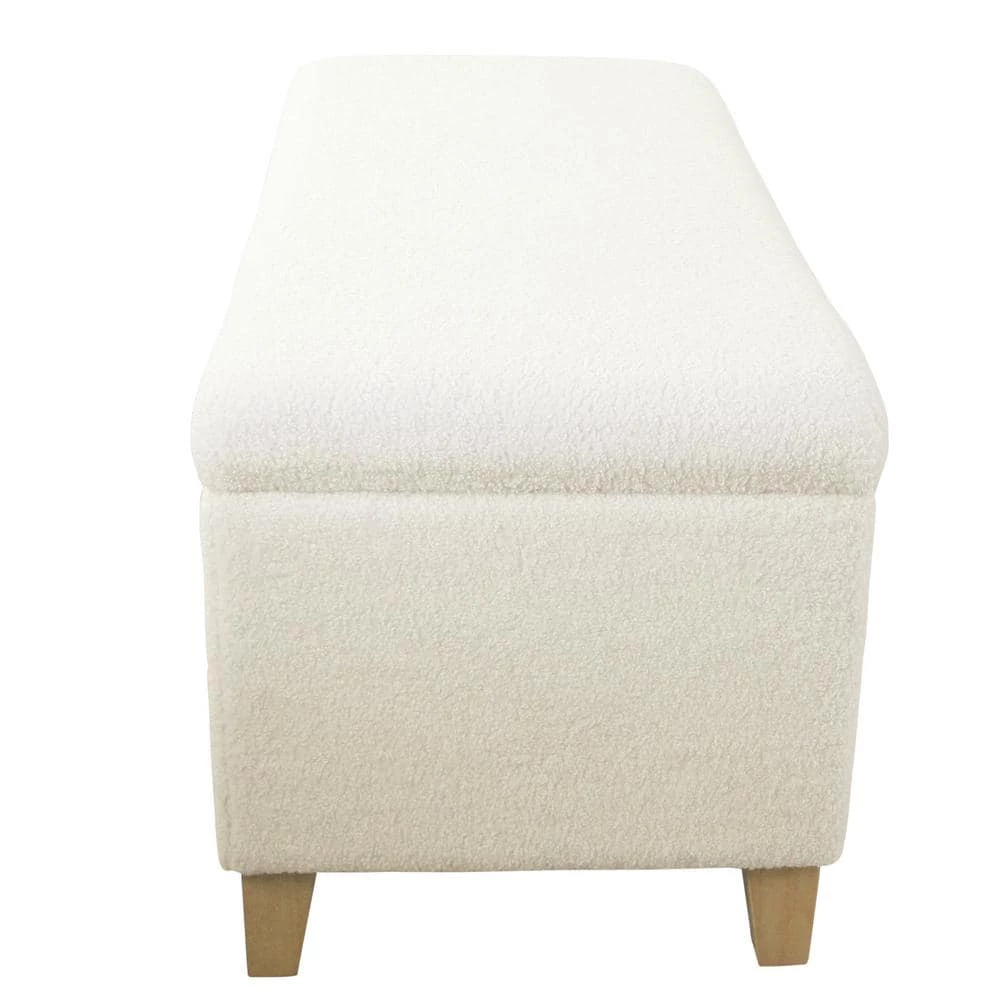 Cream Sherpa Storage Bench with Wood Legs 18 in. Height x 42 in. Width x 18 in. Depth by Homepop 6 Cream Sherpa Storage Bench with Wood Legs 18 in. Height x 42 in. Width x 18 in. Depth by Homepop - Image 6
