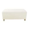 Cream Sherpa Storage Bench with Wood Legs 18 in. Height x 42 in. Width x 18 in. Depth by Homepop