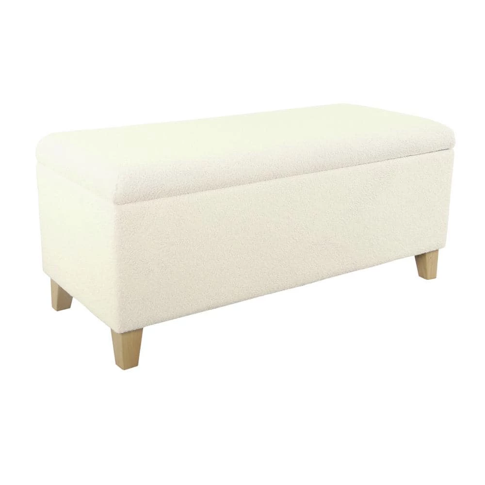 Cream Sherpa Storage Bench with Wood Legs 18 in. Height x 42 in. Width x 18 in. Depth by Homepop 5 Cream Sherpa Storage Bench with Wood Legs 18 in. Height x 42 in. Width x 18 in. Depth by Homepop - Image 5