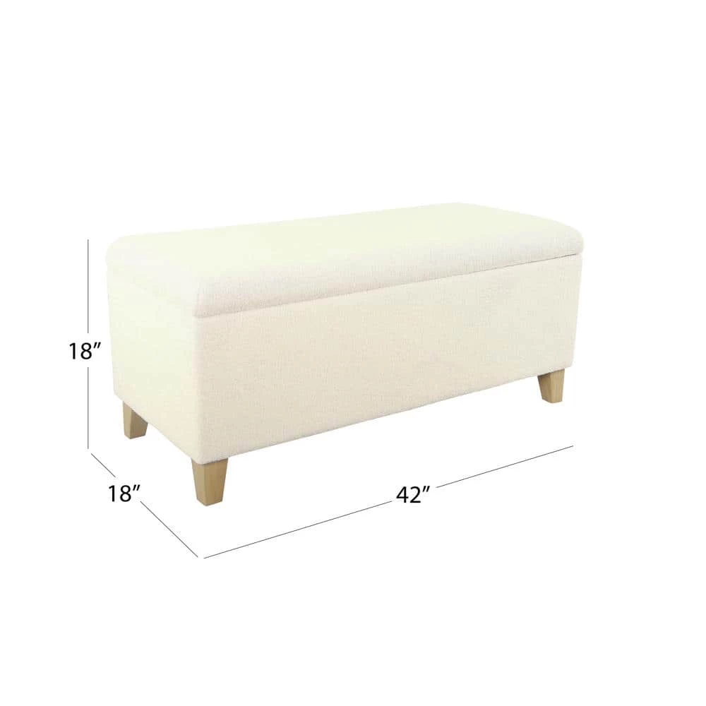 Cream Sherpa Storage Bench with Wood Legs 18 in. Height x 42 in. Width x 18 in. Depth by Homepop 2 Cream Sherpa Storage Bench with Wood Legs 18 in. Height x 42 in. Width x 18 in. Depth by Homepop - Image 2