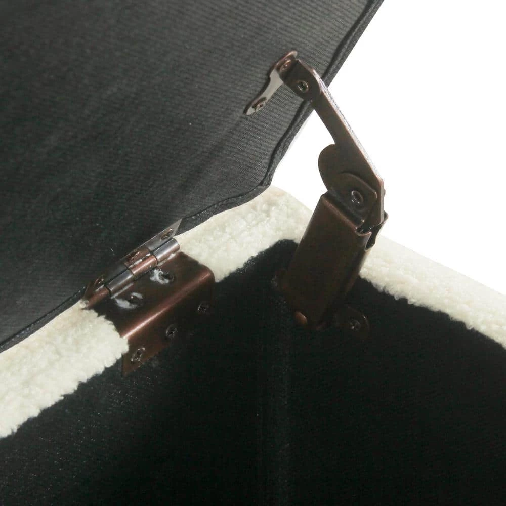 Cream Sherpa Storage Bench with Wood Legs 18 in. Height x 42 in. Width x 18 in. Depth by Homepop 9 Cream Sherpa Storage Bench with Wood Legs 18 in. Height x 42 in. Width x 18 in. Depth by Homepop - Image 9