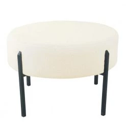 Cream Sherpa with Metal Legs Ottoman by Homepop