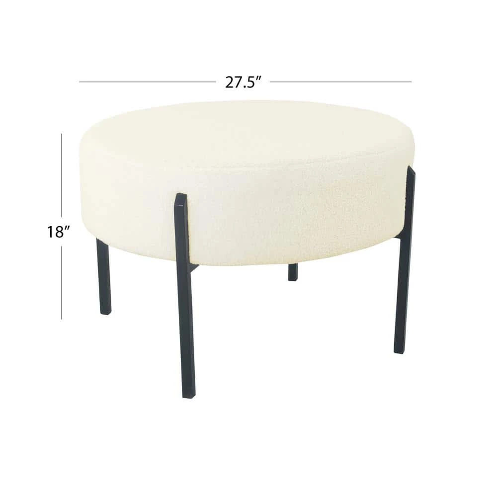 Cream Sherpa with Metal Legs Ottoman by Homepop 2 Cream Sherpa with Metal Legs Ottoman by Homepop - Image 2