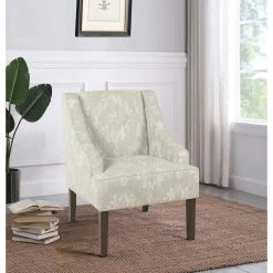 Classic Swoop Cream and Gray Damak Upholstery Arm Chair by Homepop 19 Classic Swoop Cream and Gray Damak Upholstery Arm Chair by Homepop -Homepop Sales cream with gray dasmask homepop accent chairs k6499 a834 31 1000