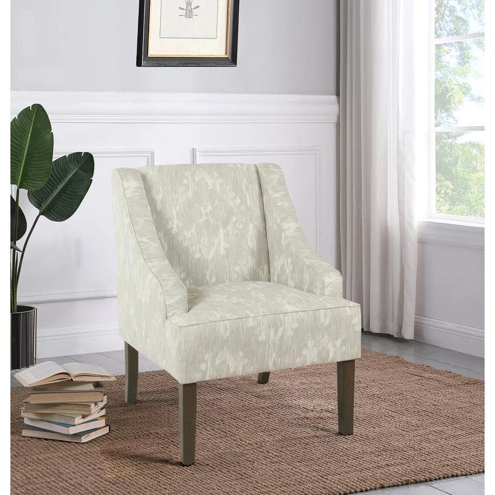 Classic Swoop Cream and Gray Damak Upholstery Arm Chair by Homepop 10 Classic Swoop Cream and Gray Damak Upholstery Arm Chair by Homepop - Image 10