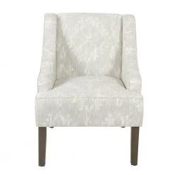 Classic Swoop Cream and Gray Damak Upholstery Arm Chair by Homepop