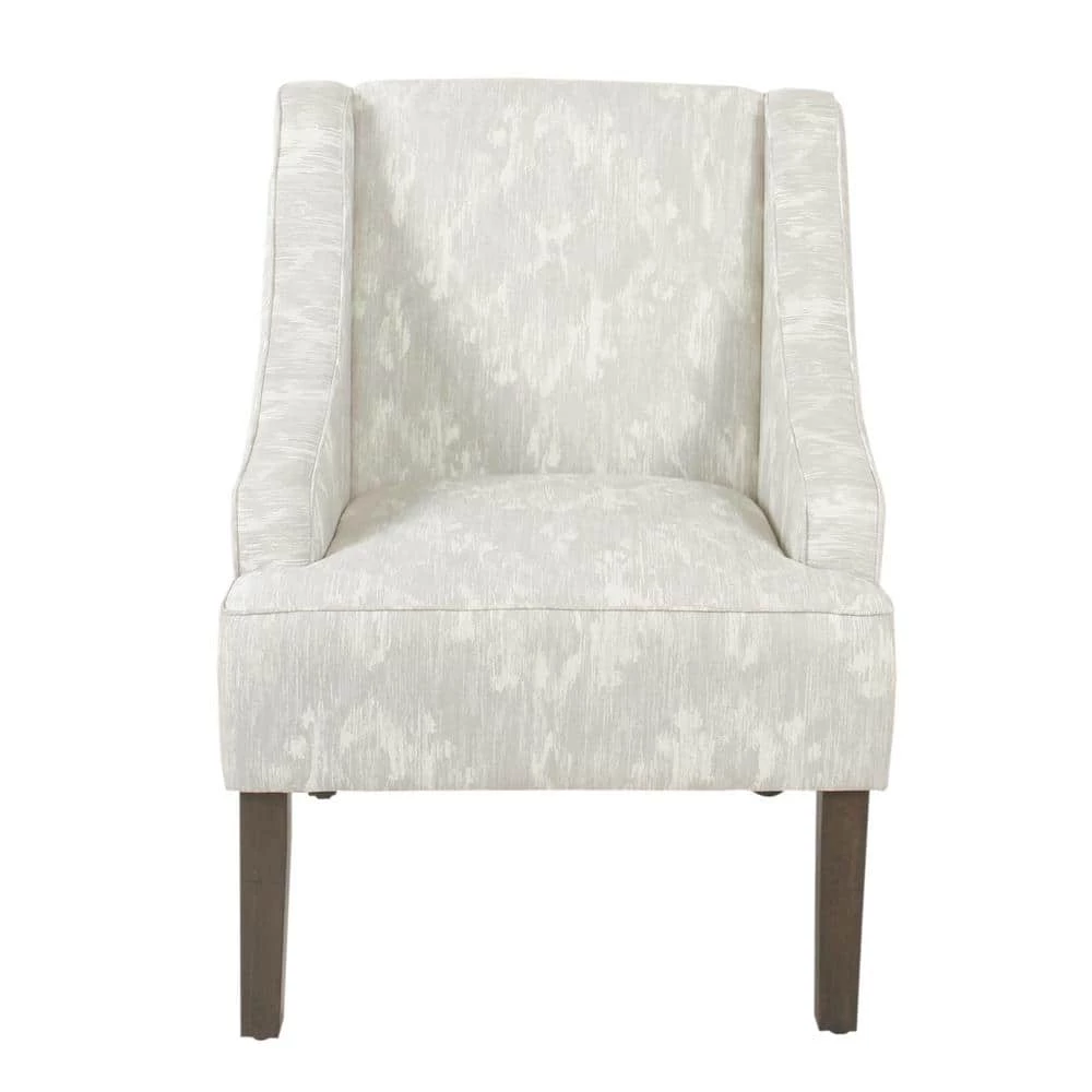 Classic Swoop Cream and Gray Damak Upholstery Arm Chair by Homepop 1 Classic Swoop Cream and Gray Damak Upholstery Arm Chair by Homepop