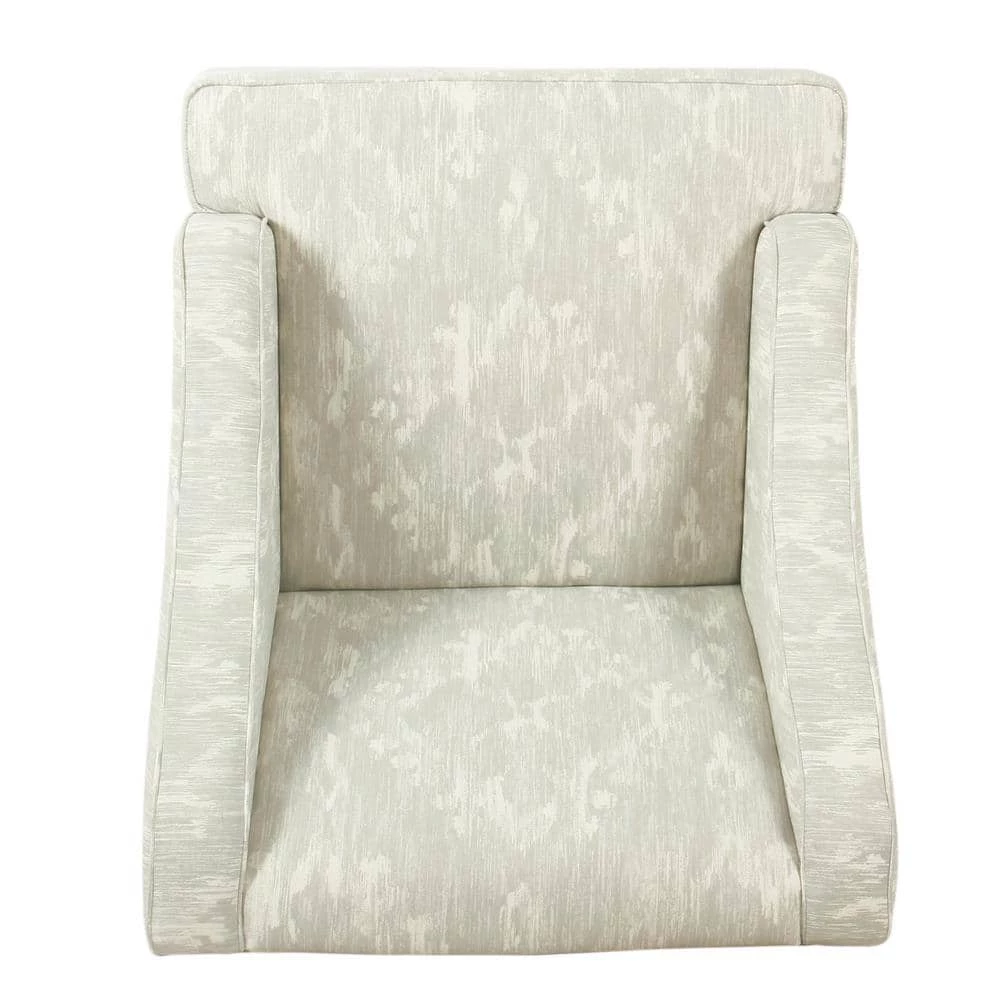 Classic Swoop Cream and Gray Damak Upholstery Arm Chair by Homepop 3 Classic Swoop Cream and Gray Damak Upholstery Arm Chair by Homepop - Image 3