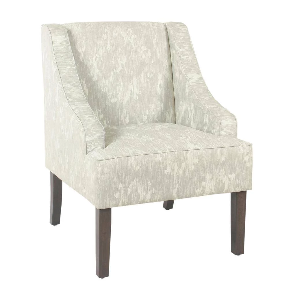Classic Swoop Cream and Gray Damak Upholstery Arm Chair by Homepop 4 Classic Swoop Cream and Gray Damak Upholstery Arm Chair by Homepop - Image 4