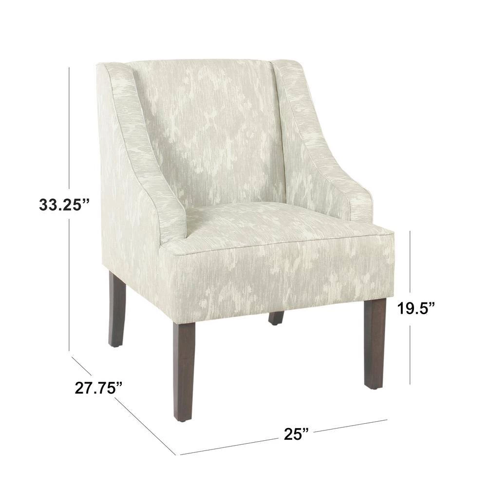 Classic Swoop Cream and Gray Damak Upholstery Arm Chair by Homepop 2 Classic Swoop Cream and Gray Damak Upholstery Arm Chair by Homepop - Image 2