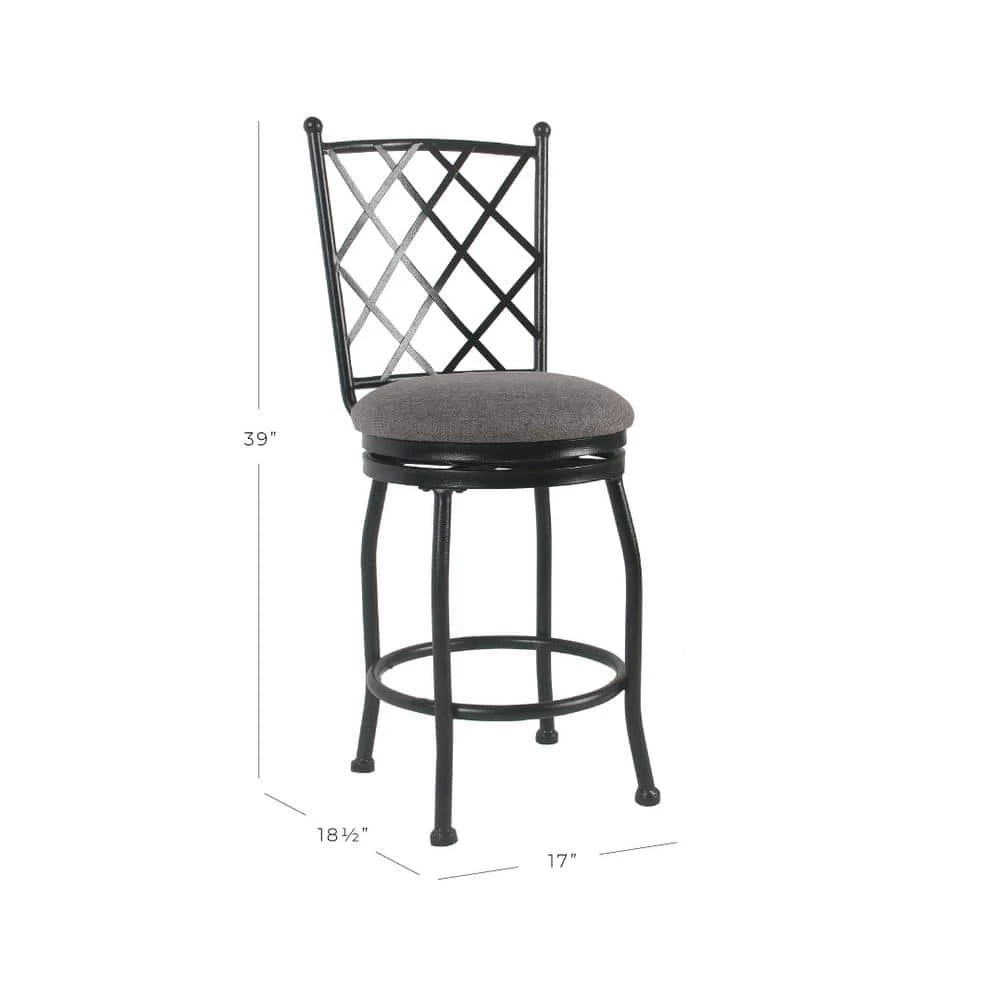 Tristan Metal 24 in. Black Bar Stool by Homepop 2 Tristan Metal 24 in. Black Bar Stool by Homepop - Image 2
