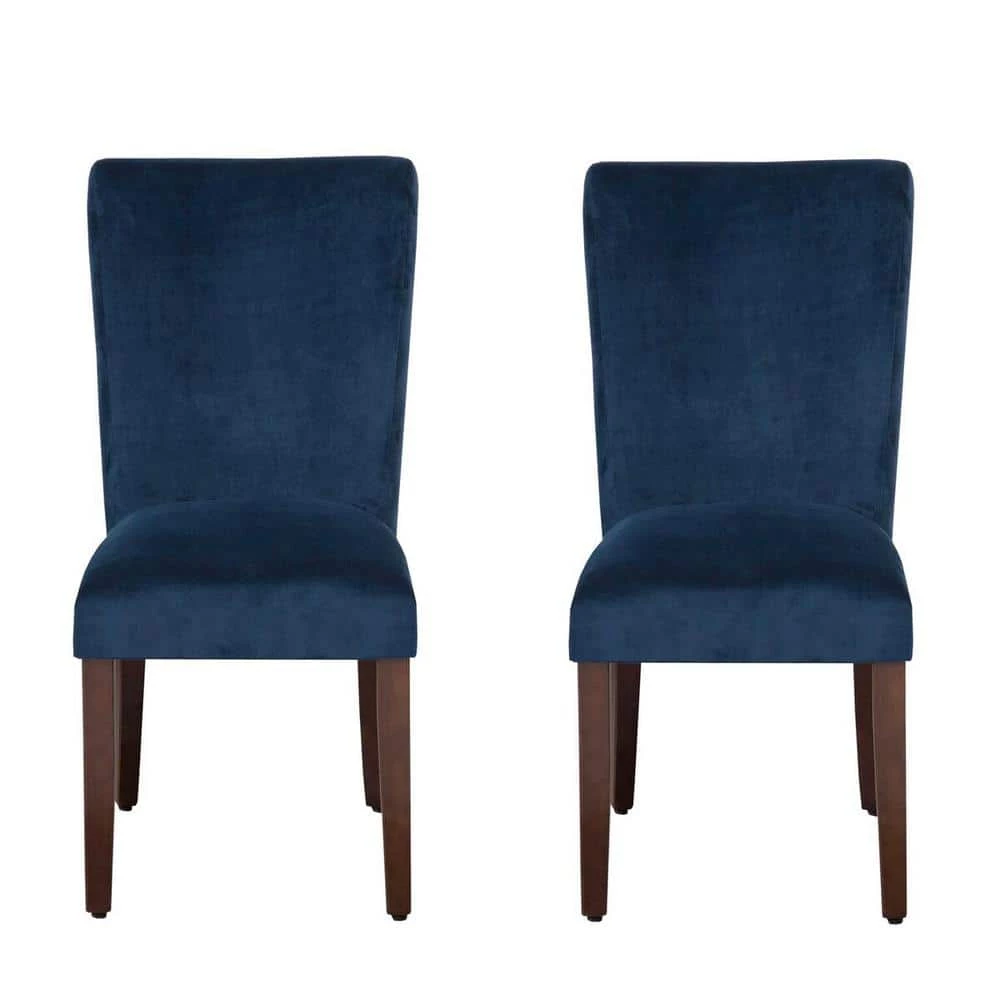 Parsons Dark Navy Blue Velvet Upholstered Dining Chair (Set of 2) by Homepop 4 Parsons Dark Navy Blue Velvet Upholstered Dining Chair (Set of 2) by Homepop - Image 4