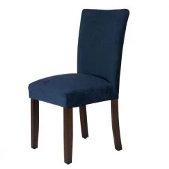 Parsons Dark Navy Blue Velvet Upholstered Dining Chair (Set of 2) by Homepop