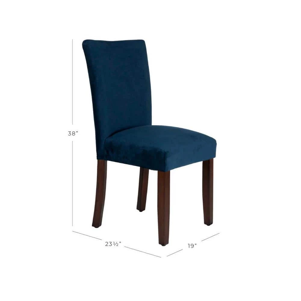 Parsons Dark Navy Blue Velvet Upholstered Dining Chair (Set of 2) by Homepop 2 Parsons Dark Navy Blue Velvet Upholstered Dining Chair (Set of 2) by Homepop - Image 2