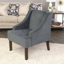 Dark Grey Swoop Arm Velvet Accent Chair by Homepop 14 Dark Grey Swoop Arm Velvet Accent Chair by Homepop -Homepop Sales deep gray velvet homepop accent chairs k6499 b229 d4 1000