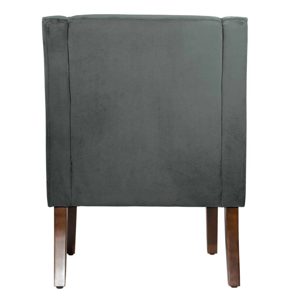Dark Grey Swoop Arm Velvet Accent Chair by Homepop 5 Dark Grey Swoop Arm Velvet Accent Chair by Homepop - Image 5