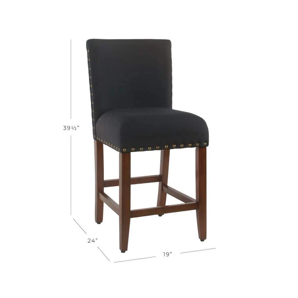 Deep Navy Upholstery with Nailheads 24 in. Counter Height Barstool by Homepop 6 Deep Navy Upholstery with Nailheads 24 in. Counter Height Barstool by Homepop - Image 6