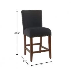 Deep Navy Upholstery with Nailheads 24 in. Counter Height Barstool by Homepop 9 Deep Navy Upholstery with Nailheads 24 in. Counter Height Barstool by Homepop -Homepop Sales deep navy blue homepop bar stools k7570 24 f2176 40 1000