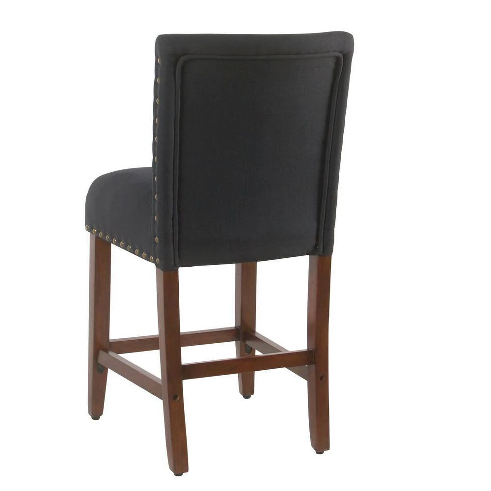 Deep Navy Upholstery with Nailheads 24 in. Counter Height Barstool by Homepop 4 Deep Navy Upholstery with Nailheads 24 in. Counter Height Barstool by Homepop - Image 4