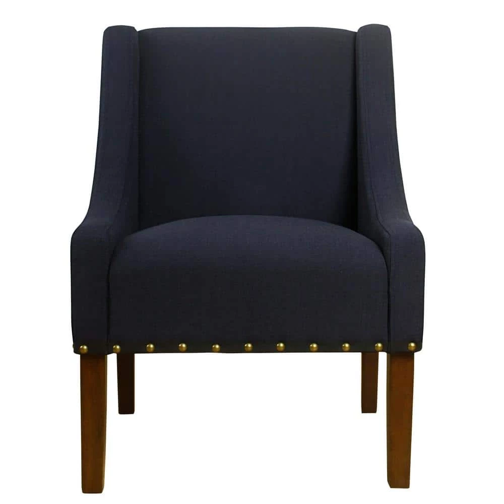 Swoop Deep Navy with Nailhead Trim Upholstered Accent Chair by Homepop 1 Swoop Deep Navy with Nailhead Trim Upholstered Accent Chair by Homepop