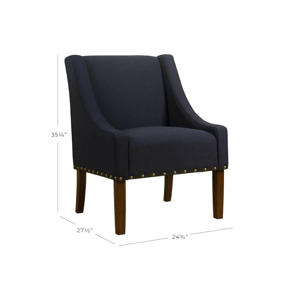 Swoop Deep Navy with Nailhead Trim Upholstered Accent Chair by Homepop 2 Swoop Deep Navy with Nailhead Trim Upholstered Accent Chair by Homepop - Image 2
