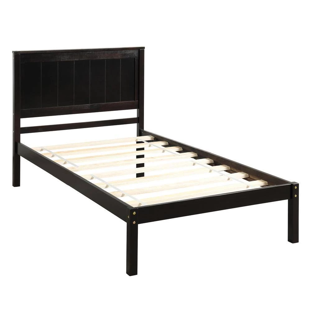 76 in. W Espresso Twin Platform Bed Frame with Headboard, Wood Slat Support, No Box Spring Needed by Aoibox 5 76 in. W Espresso Twin Platform Bed Frame with Headboard, Wood Slat Support, No Box Spring Needed by Aoibox - Image 5