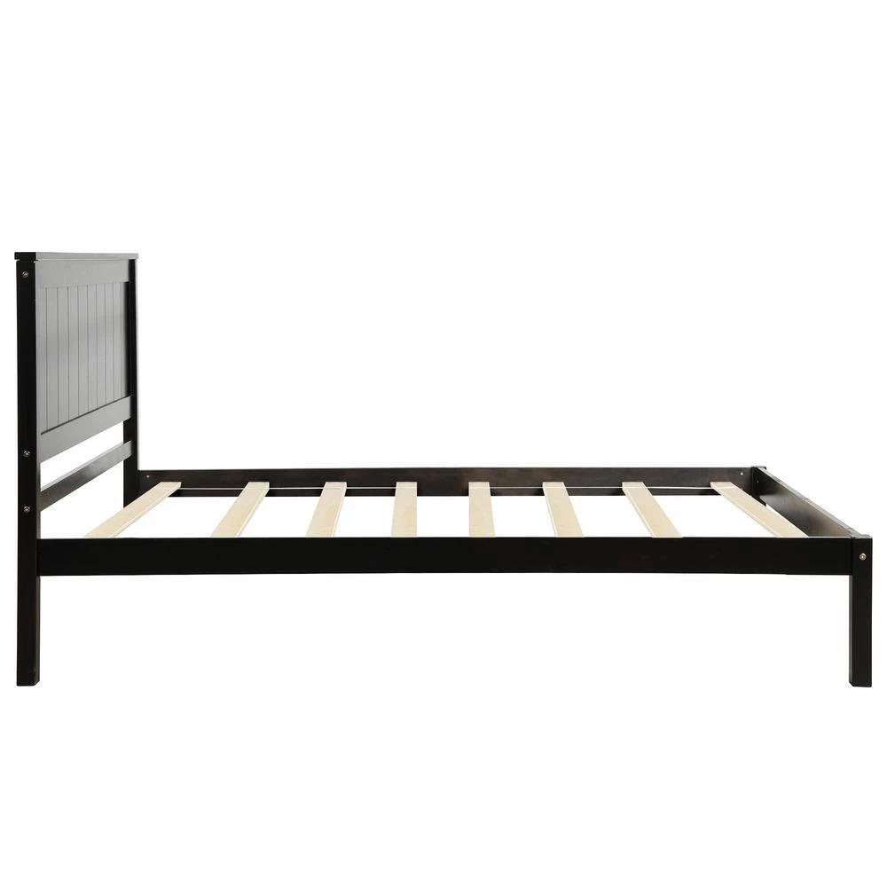 76 in. W Espresso Twin Platform Bed Frame with Headboard, Wood Slat Support, No Box Spring Needed by Aoibox 6 76 in. W Espresso Twin Platform Bed Frame with Headboard, Wood Slat Support, No Box Spring Needed by Aoibox - Image 6