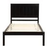 76 in. W Espresso Twin Platform Bed Frame with Headboard, Wood Slat Support, No Box Spring Needed by Aoibox