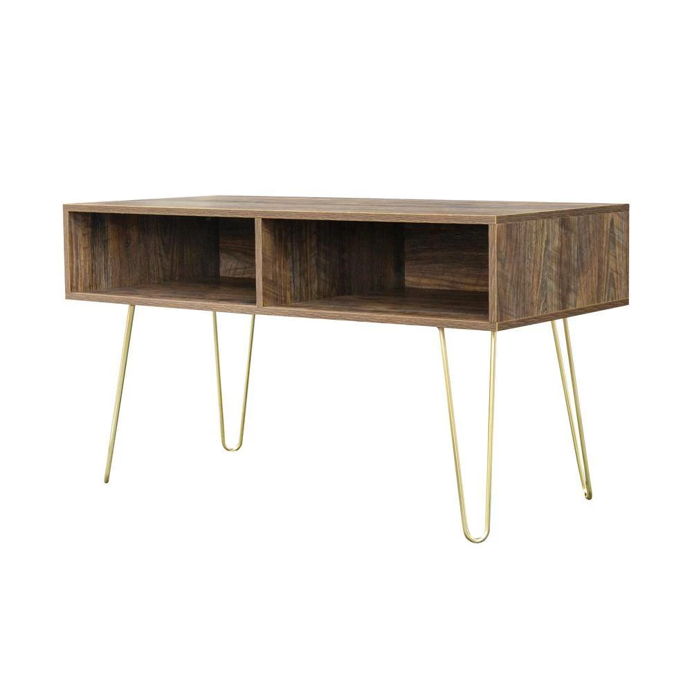 41.73 in. Espresso Modern Entertainment Center Media TV Console with Gold Metal Legs and 2 shelves fit TVs up to 60 in. by Aoibox 3 41.73 in. Espresso Modern Entertainment Center Media TV Console with Gold Metal Legs and 2 shelves fit TVs up to 60 in. by Aoibox - Image 3