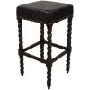Remick 30 in. Espresso Barley Twist Upholstered Bar Stool by Carolina Cottage