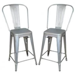 Adeline 24 in. Galvanized Metal Counter Stool (Set of 2) by Carolina Cottage