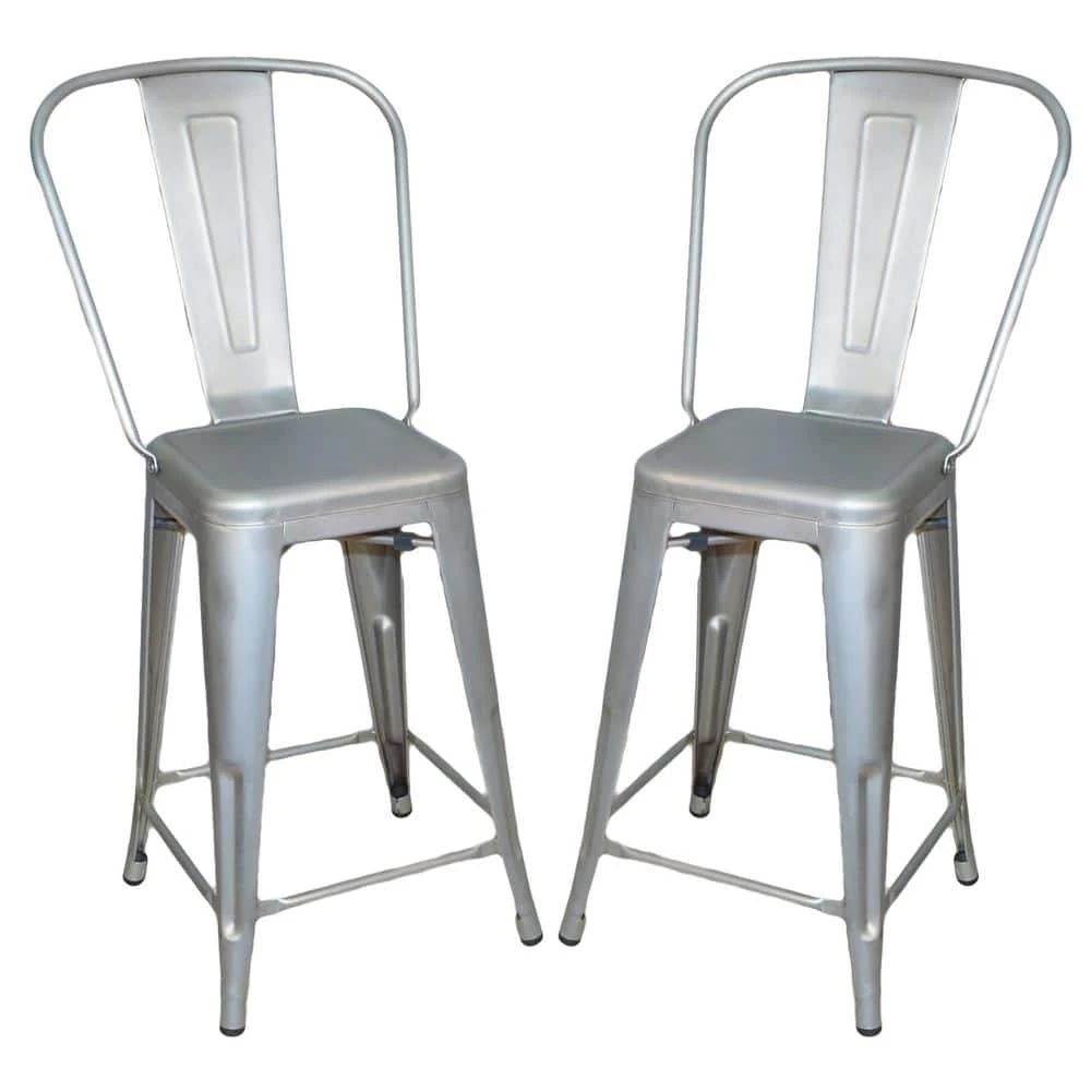 Adeline 24 in. Galvanized Metal Counter Stool (Set of 2) by Carolina Cottage 1 Adeline 24 in. Galvanized Metal Counter Stool (Set of 2) by Carolina Cottage