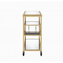 Serving Cart on Wheels, Champagne & Mirror Kitchen Storage Wine Liquor Cart Stand with Portable Handle by Aoibox 11 Serving Cart on Wheels, Champagne & Mirror Kitchen Storage Wine Liquor Cart Stand with Portable Handle by Aoibox -Homepop Sales gold and clear glass aoibox bar carts snmx722 1f 1000