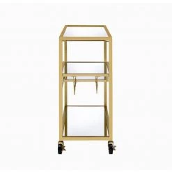 Serving Cart on Wheels, Champagne & Mirror Kitchen Storage Wine Liquor Cart Stand with Portable Handle by Aoibox 12 Serving Cart on Wheels, Champagne & Mirror Kitchen Storage Wine Liquor Cart Stand with Portable Handle by Aoibox -Homepop Sales gold and clear glass aoibox bar carts snmx722 44 1000
