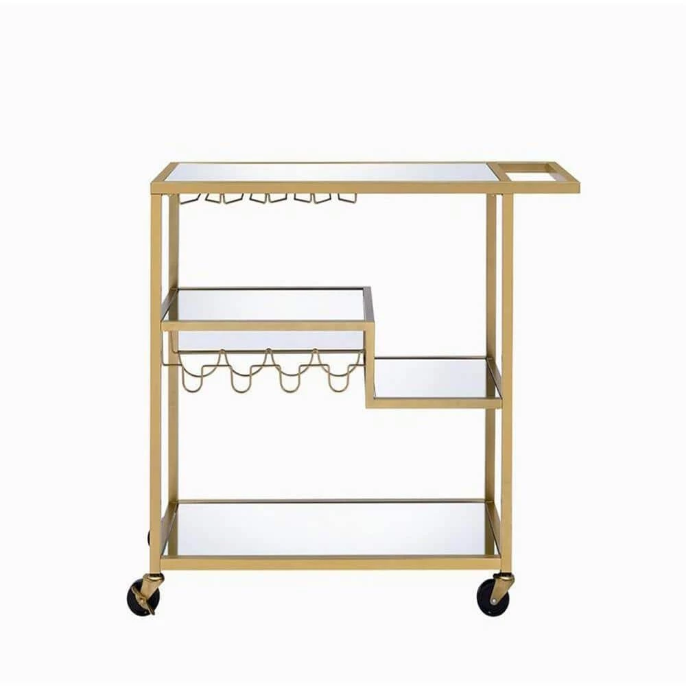 Serving Cart on Wheels, Champagne & Mirror Kitchen Storage Wine Liquor Cart Stand with Portable Handle by Aoibox 1 Serving Cart on Wheels, Champagne & Mirror Kitchen Storage Wine Liquor Cart Stand with Portable Handle by Aoibox