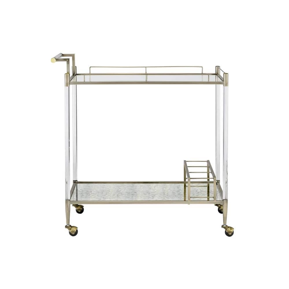Rectangular Serving Cart Bar Cart in Antique Mirror & Wire Brass, 31"L x 14"W x 24"H by Aoibox 1 Rectangular Serving Cart Bar Cart in Antique Mirror & Wire Brass, 31"L x 14"W x 24"H by Aoibox