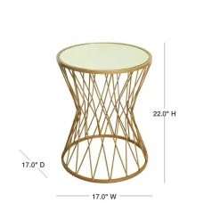 Hourglass Metal Accent Table Gold Mirror Top by Homepop 6 Hourglass Metal Accent Table Gold Mirror Top by Homepop -Homepop Sales gold base with glass top homepop end side tables k7246 j014 40 1000